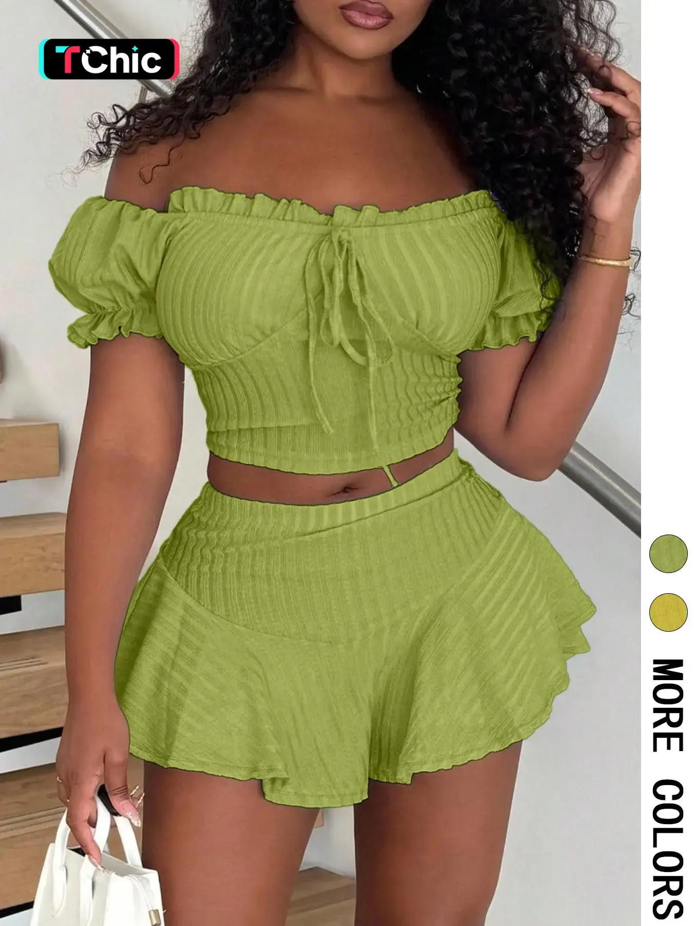 Women's Slim Fit One-Shoulder Ruched Top + Short Skirt Set, Perfect for Streetwear, Parties, Casual, Chic, Essential Fashion Ensemble