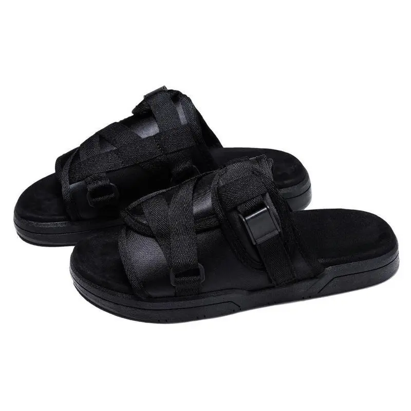 Original Slides for Men & Women Black Velcro Adjustable Straps Sandals with Arch Support & Slip Resistance Summer Beach  Comfortable Walking  for Wide Narrow Feet - Boy shoes
