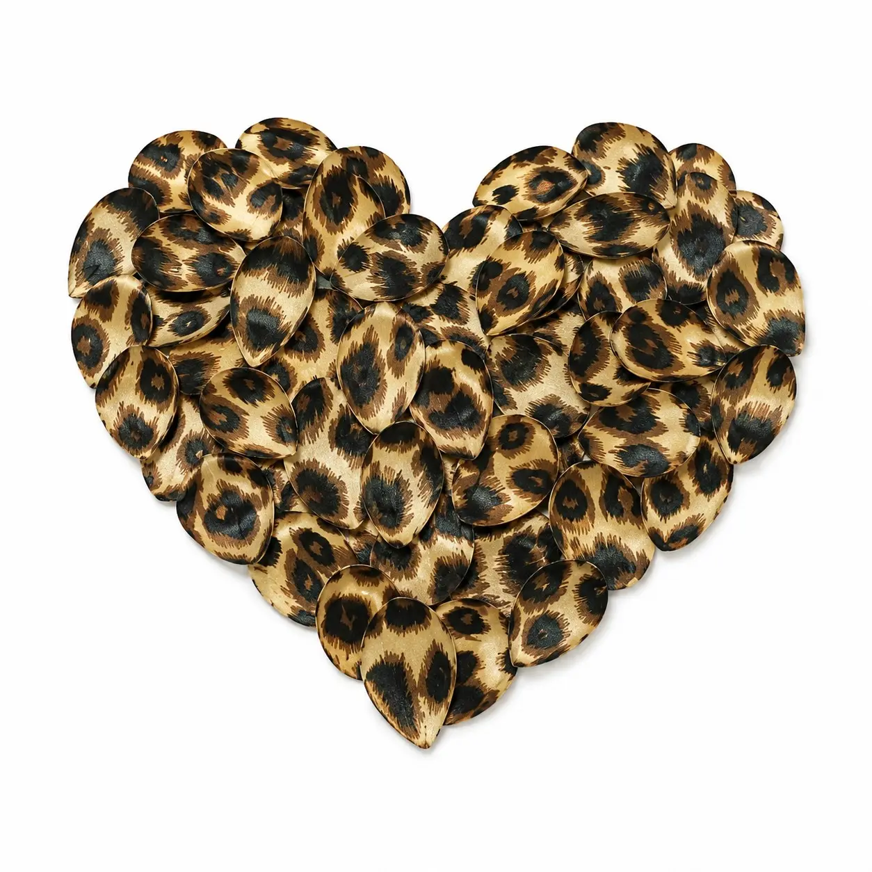300 leopard-print artificial rose petals with hot-stamped edges, suitable for romantic arrangements at weddings, engagements, Valentine's Day, bouquets, holiday decorations, party decorations, and event setups.