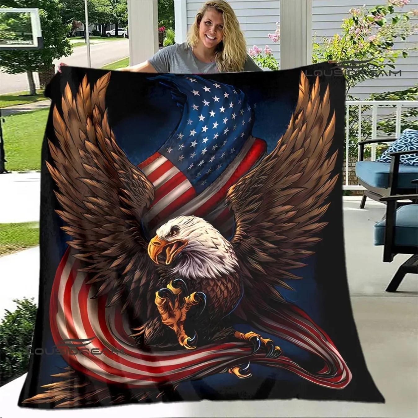 3D Eagle Print Flannel Blanket Ultra Soft Cozy Throw for Bed Sofa Couch | Warm Lightweight Picnic Travel Blanket Unique Birthday Gift