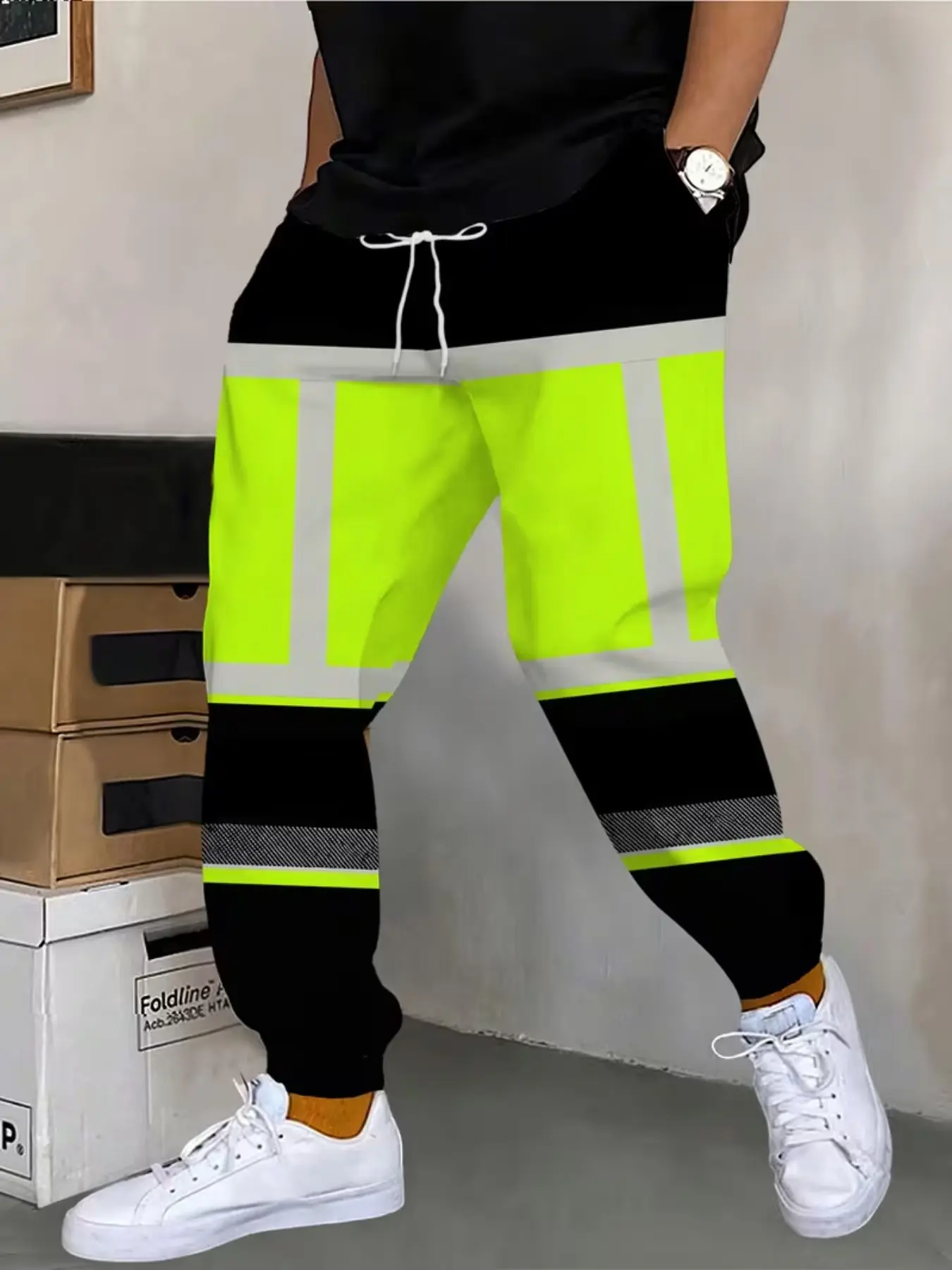 Trendy Colorblock Patchwork Sweatpants for Men and Women, Sporty Casual Fitted Pants, Streetwear Hip Hop Style, Loose Long Pants