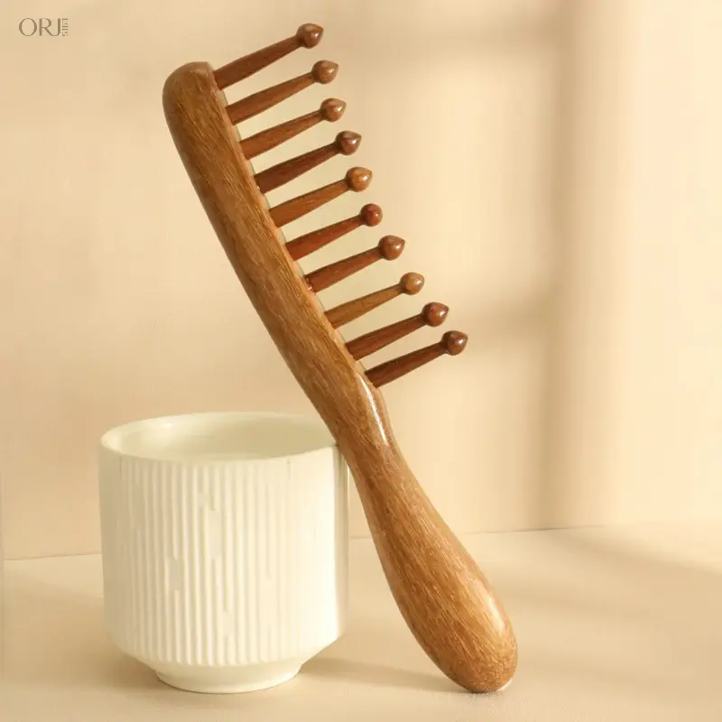 Natural Wooden Wide Tooth Hair Comb, Gentle Scalp Massage Detangling Styling Tool, Anti Static Heatless Hair Care Accessory for All Hair Types Women Men Daily Hair Grooming,Multicolor,Resin,Rhinestone,acrylic,charm,,Silver,Snowman,G,jes,gold-plated,brass,