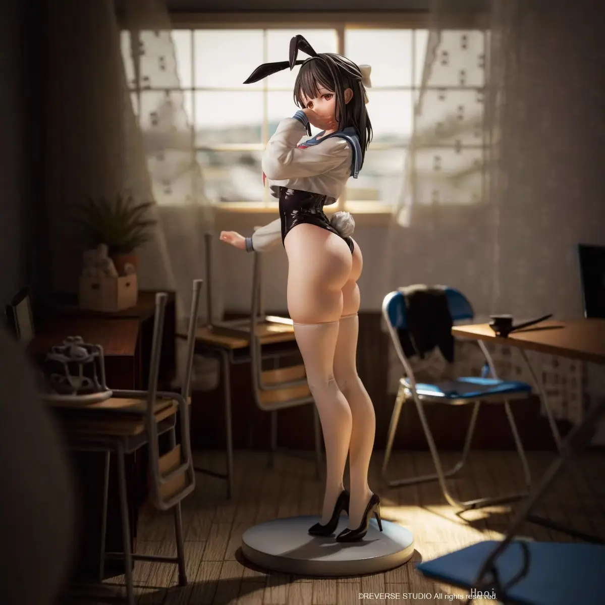 JK Bunny Girl PVC Anime Doll, 2D Anime Beautiful Girl Ornament, Uniform Maid Temptation Car Accessories Model, Cars Accessories