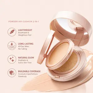 Double-Layer Matte Air Cushion BB Cream, 2 in 1 Full Coverage Cushion Foundation & Setting Powder, Long Lasting Base Makeup