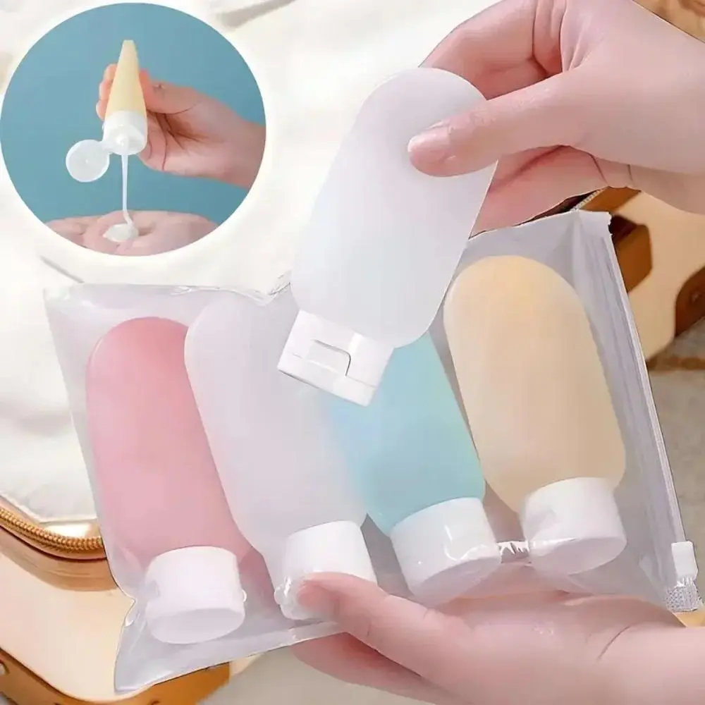 4-Piece Set, Refillable Bottle, 60ml Soft Lotion Container, Squeeze Tube, Empty Bottle, Portable Travel Shampoo Bottle