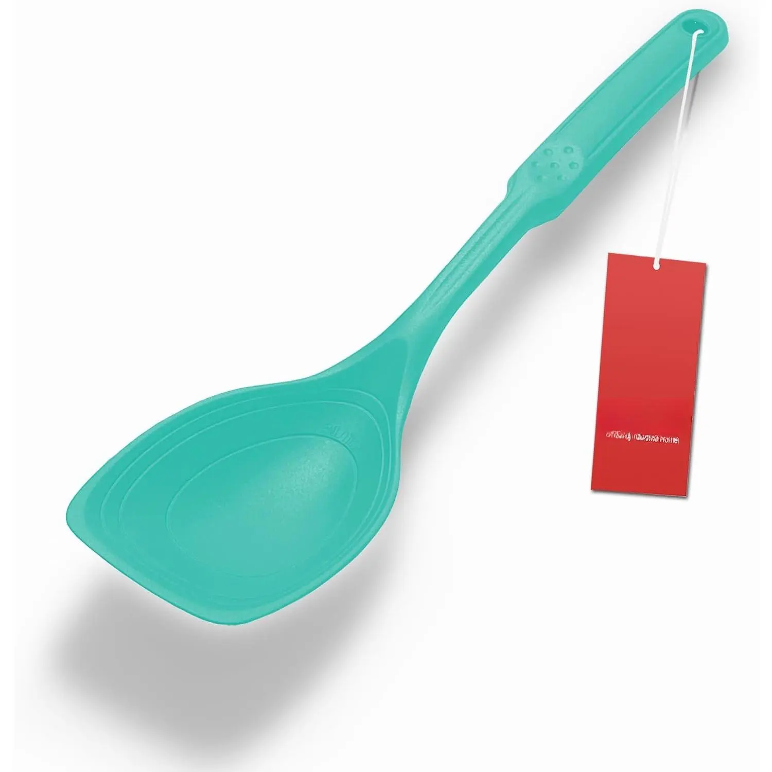 Large  Cooking Spoon, Non-Stick Solid Spoon with Deep Blow and Measurement Mark for Mixing, Serving, Draining, Scooping, Scraping, Heat Resistant Kitchen Utensils, Teal