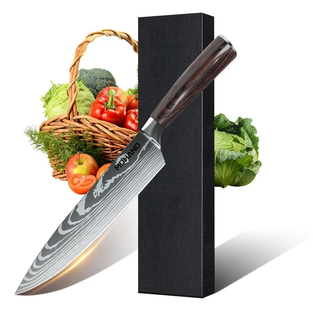 MDHAND Japanese Chef Knife - Damascus Style Stainless Steel Pro Kitchen Blade, Kitchenware for Sushi Prep, Cutting Food#DealsForYouDays
