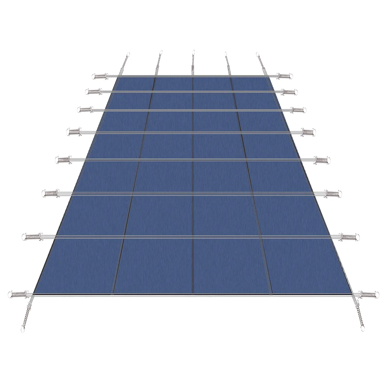 Rectangular 22x42 ft Blue Mesh Fabric Pool Cover, 500 lb Capacity, UV-Resistant, Includes Installation Hardware