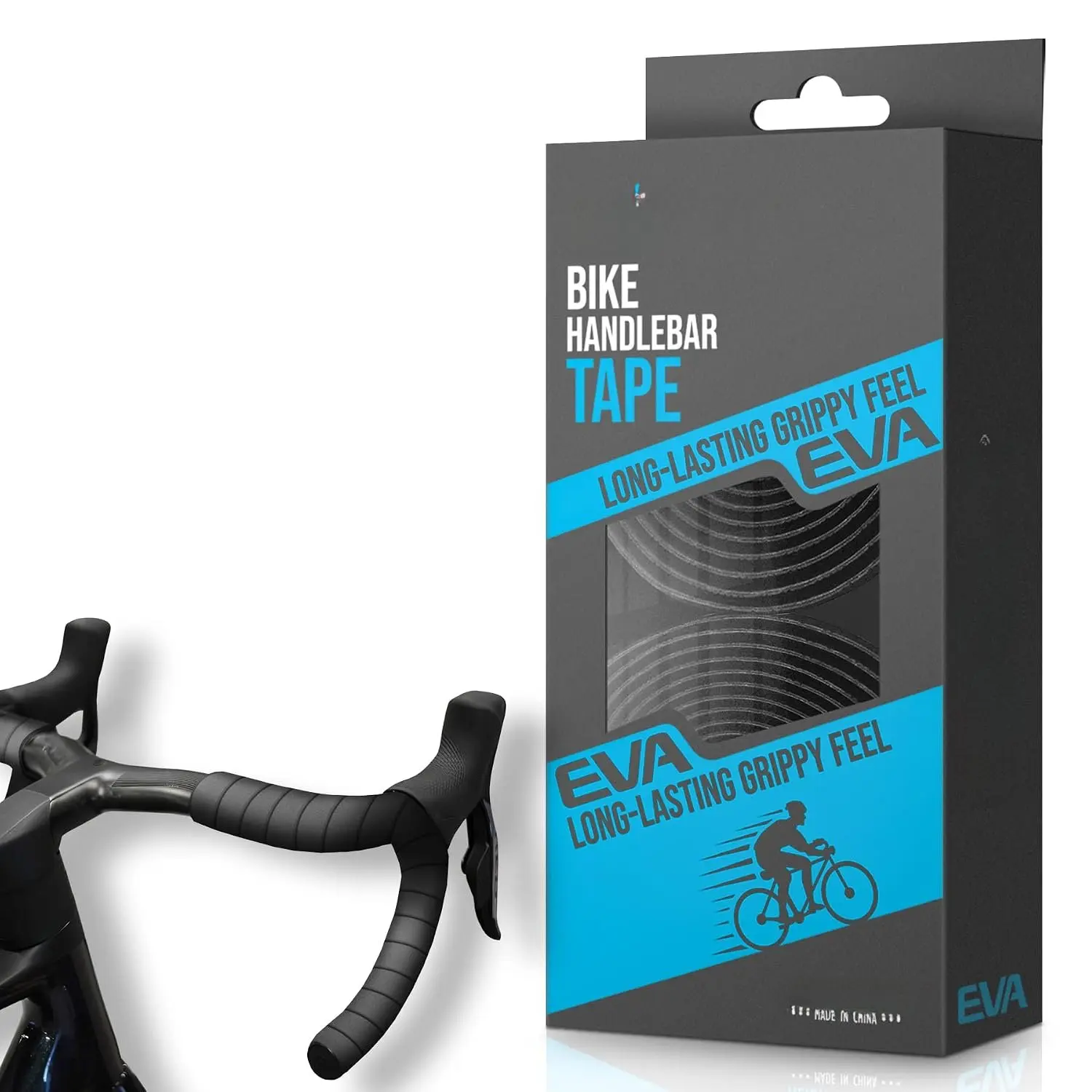 Cycling EVA Handlebar Tape (Set of 2, Black) - Synthetic, Functional Wrap Fit for Enhanced Comfortable Grip on Rides
