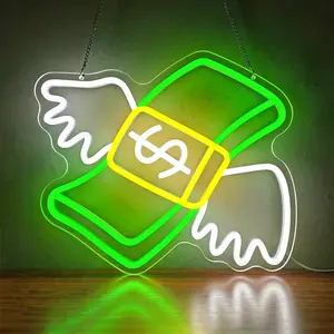 Currency Neon Light, Cash LED Neon Strip with Dollar Design, Adjustable Brightness, Ideal for Bedroom, Game Room, Party Decor, Cool Aesthetic