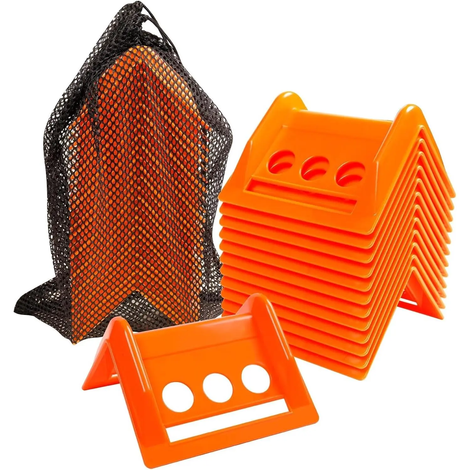 24-Pack 4x4x6" Polyethylene Flatbed Edge Protectors, Large Stackable Set with Carrying Case, 4" Winch Ratchet Straps Plastic Corner Protectors for Flatbed Cargo Load (Orange), Large Size