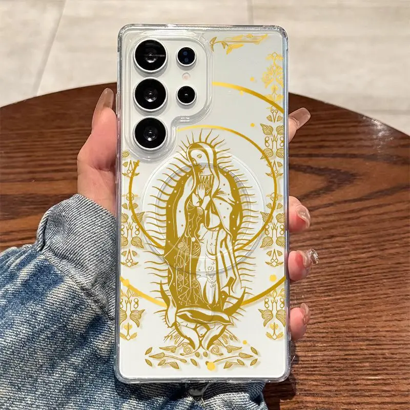 Virgin Mary pattern, scratch-resistant, shockproof, drop-proof, suitable for S26 ultra/S25 ultra/S24 plus/S23 plus, unisex fashion model