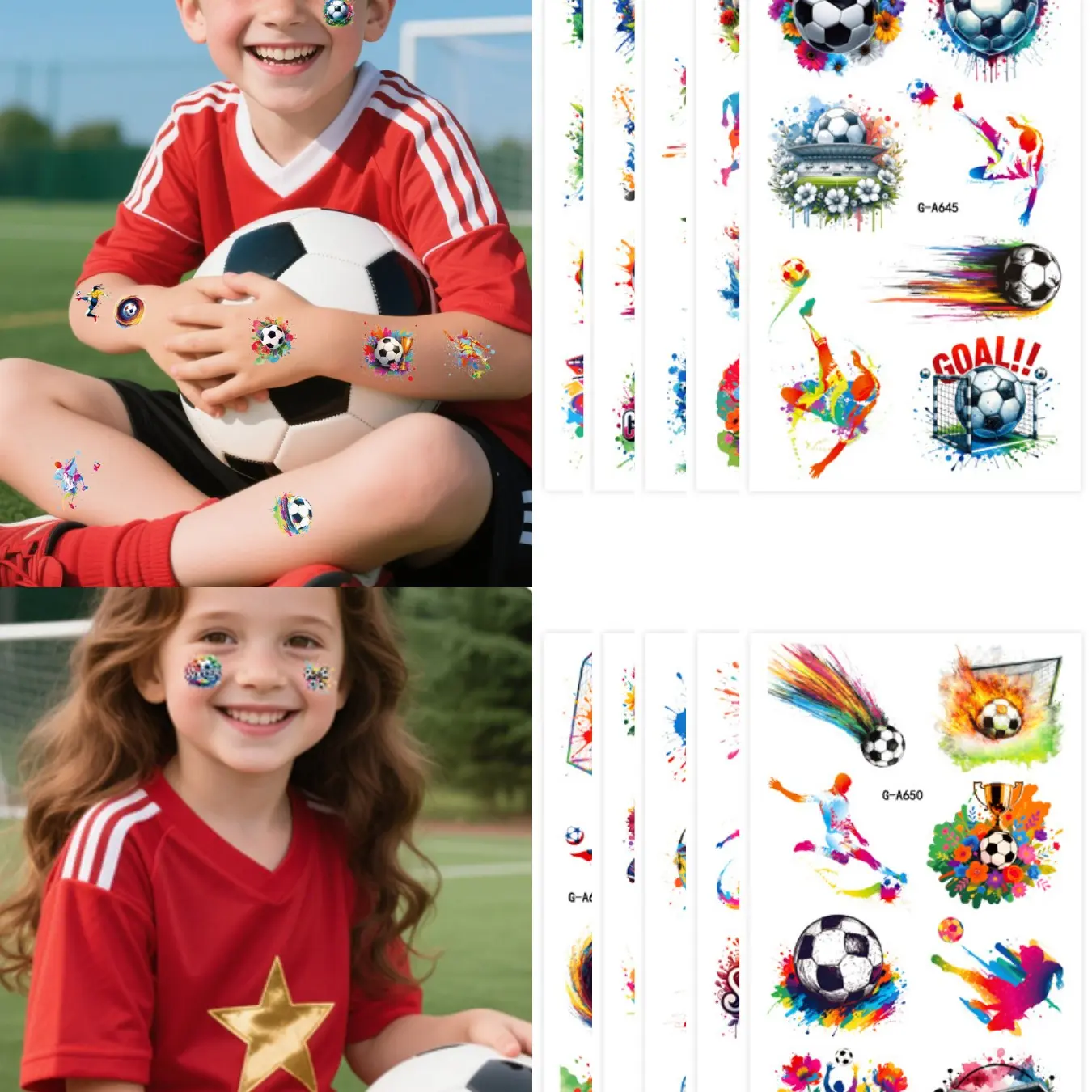 New Colorful Disposable Football Temporary Tattoos for Kids Arms & Fan Faces | Carnival Must-Have