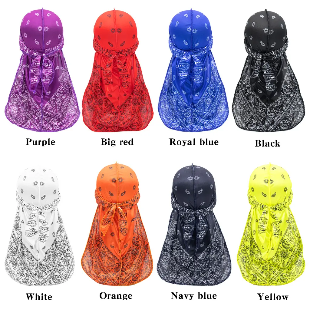 Men's Paisley Pattern Long Tail Durag Headwrap - Male Unisex Men's Accessories, Pirate-Style Breathable Hip Hop Turban Bandana Cap, Adjustable for Outdoor Cycling Street Wear Hair Protection, Paisley Bandanas