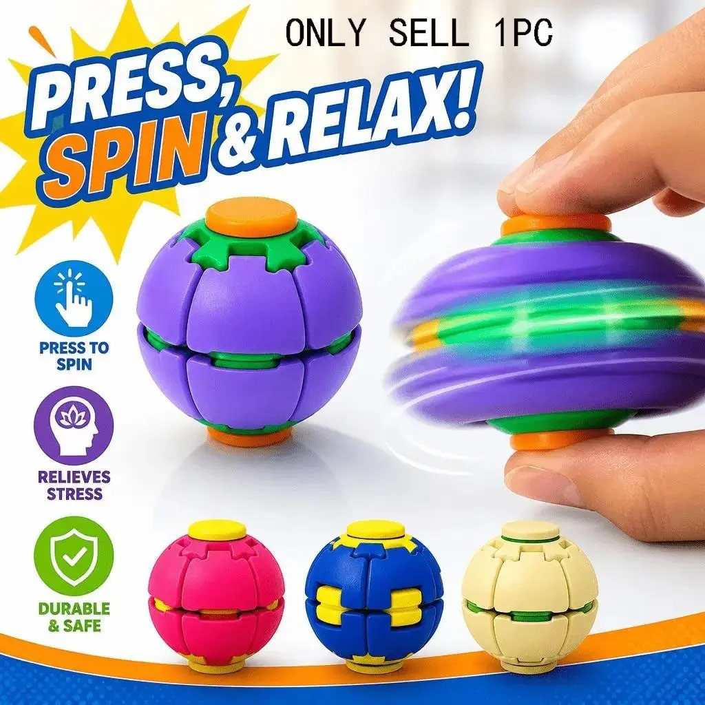 3D Printed Stress Relief Fidget Spinner Ball, Smooth Rotation, Quiet Desk Tool, Portable Handheld Toy for All Ages, Random Color