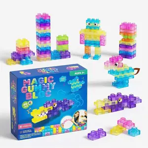 Transparent Jelly Building Blocks Toy Set – Soft Squishy Sensory Stacking Blocks, Safe Non-Toxic Stress Relief Fidget Toy, Early Learning Bath Toy for Kids Ages 3+