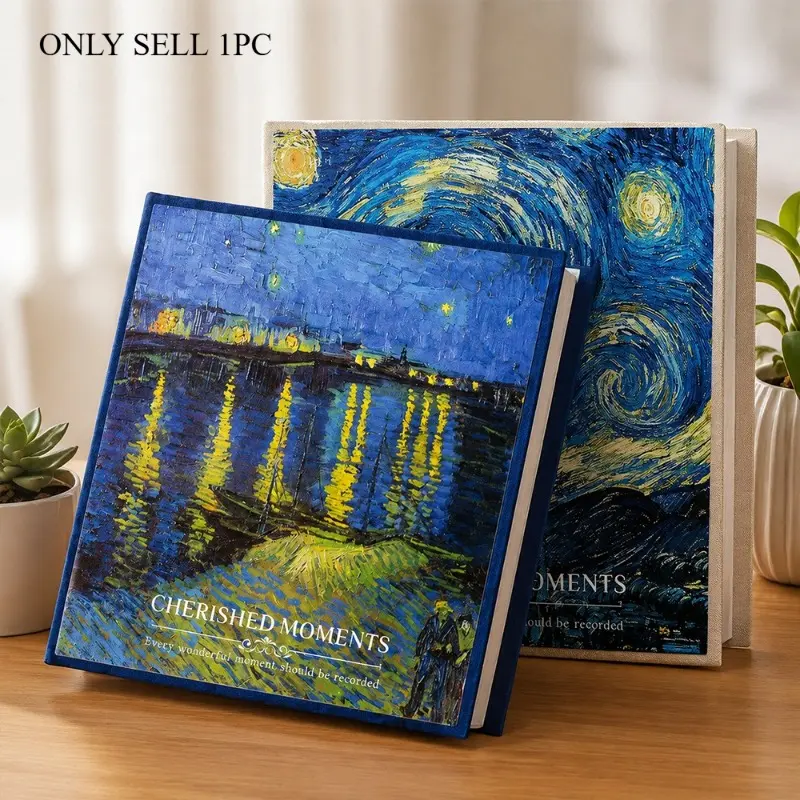6x4 Photo Album Binder, Color Laminated Oil Painting Design Cover, Loose Leaf Photo Storage Album, 4R Picture Holder Book for Family Photos, Travel Memories and Home Collection