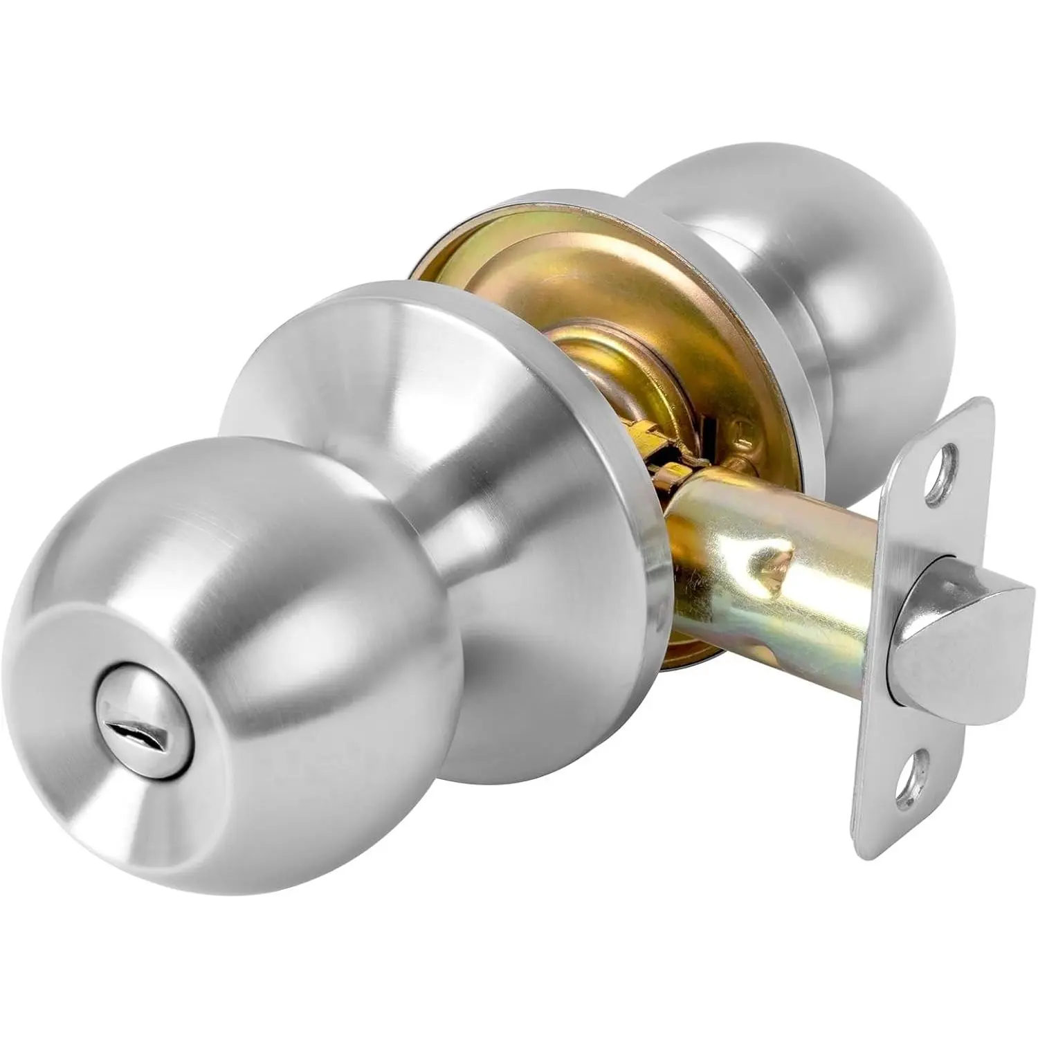 Door Knob Keyless Door Knobs Interior with Lock Bathroom Door Knob with Lock Satin Nickel Doorknob