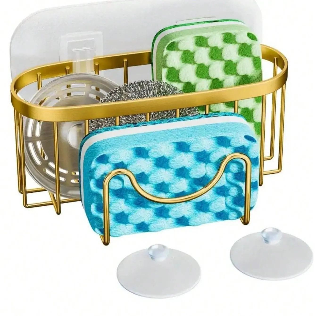 Multi-Functional Sponge Drainer Rack, Unique M-Shaped Design, Two Installation Options, Stainless Steel Kitchen Sink Organizer