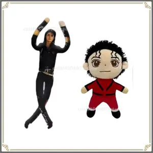 28cm Michael Jackson Plush Doll Classic Red/Black Outfit Soft Stuffed Toy for Collectors & MJ Fans Great Gift Idea