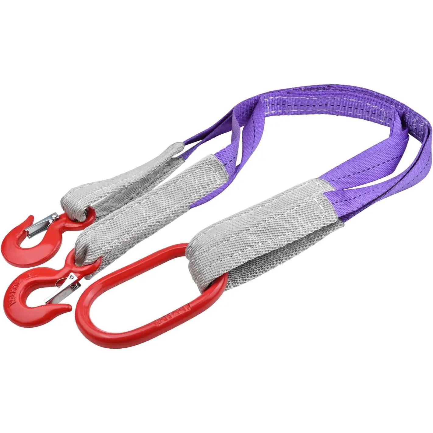 Lifting Straps with - 3.3 FT, 4409LB Pounds Capacity, Bridle Sling, Duty Two Leg Rigging Strap for Engines, Cranes, Hoists, Truck, Purple