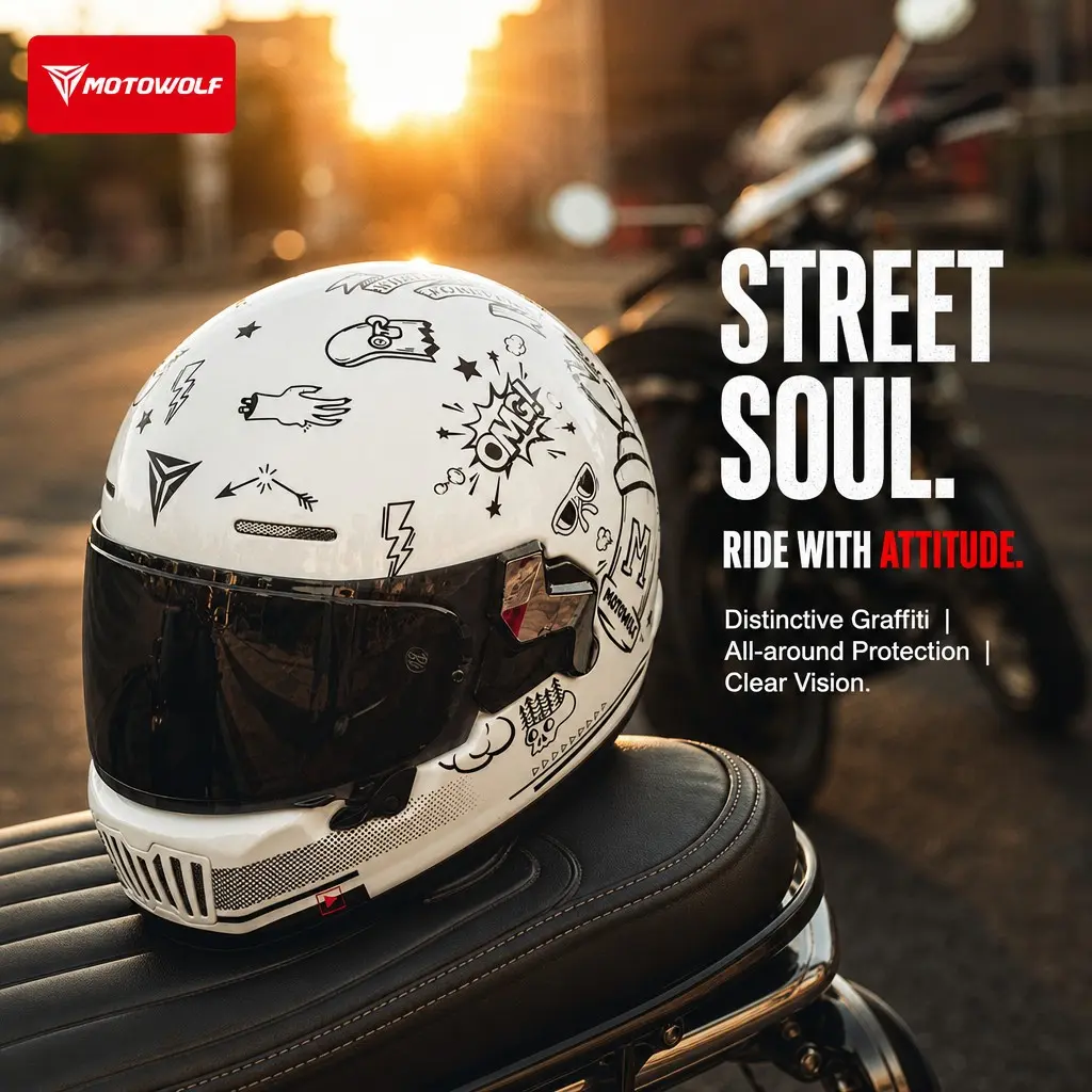 3C Certified Retro Motorcycle Full Helmet, Unisex Riding Helmet, All-Season Long-Distance Travel Windproof Safety Helmet
