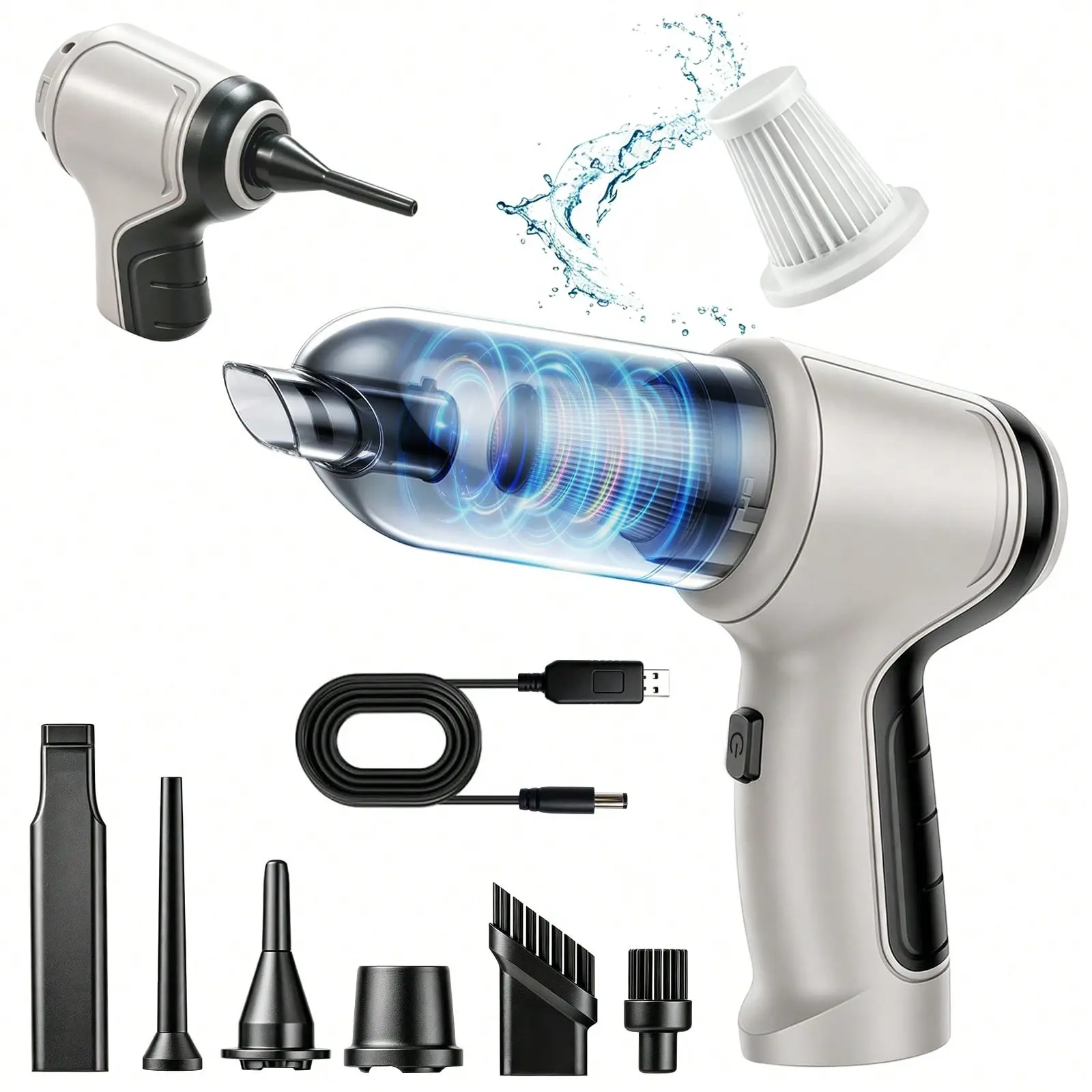 Portable Wireless Handheld Car Cleaning Kit (11Pcs), High-Power Vacuum Cleaner with Detailing Brushes and Multi-Nozzles, 4 Adjustable Modes, Ideal for Car, Home, Office & Pet Use, Interior Car Detailing Kit
