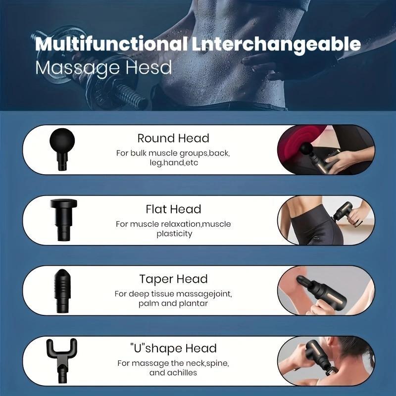Handheld Massager, 1 Set Deep Tissue Muscle Massager with Multifunctional Replacement Heads, Portable Muscle Massage Tool, Personal Care Appliances