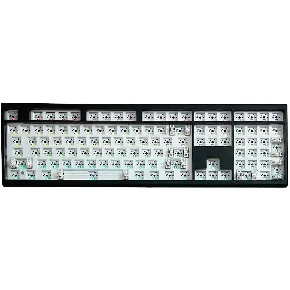 GMK108 Barebones Mechanical Keyboard Kit,VIA Programmable Gasket Mounted BT5.0/2.4GHz/Type-C Tri-Mode Wired Hot-Swap RGB Backlit Full Size Custom PCB DIY Mechanical Keyboard Kit(Black)