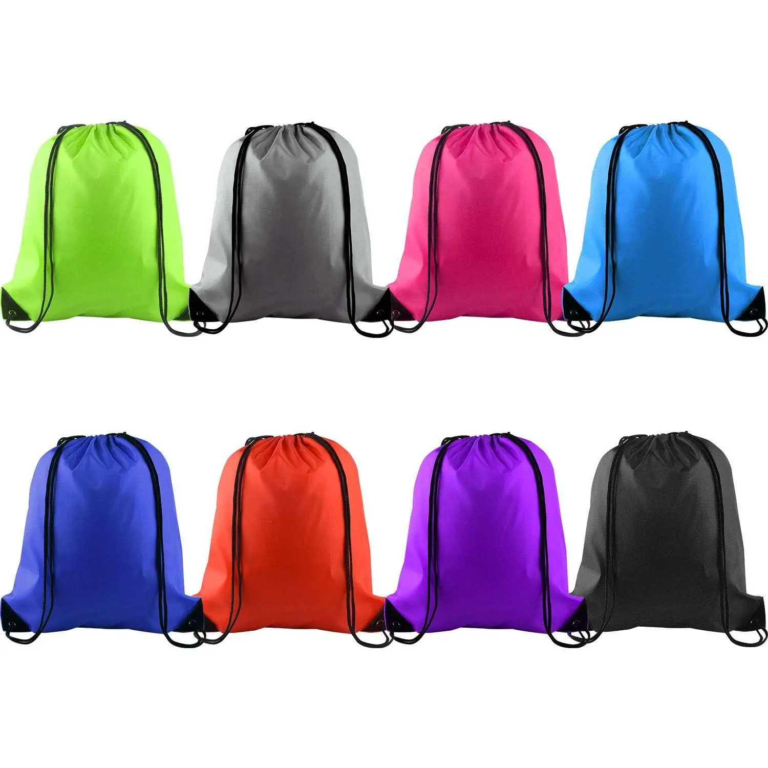 8 count Drawstring Backpacks - Bulk Gym  Travel Bags