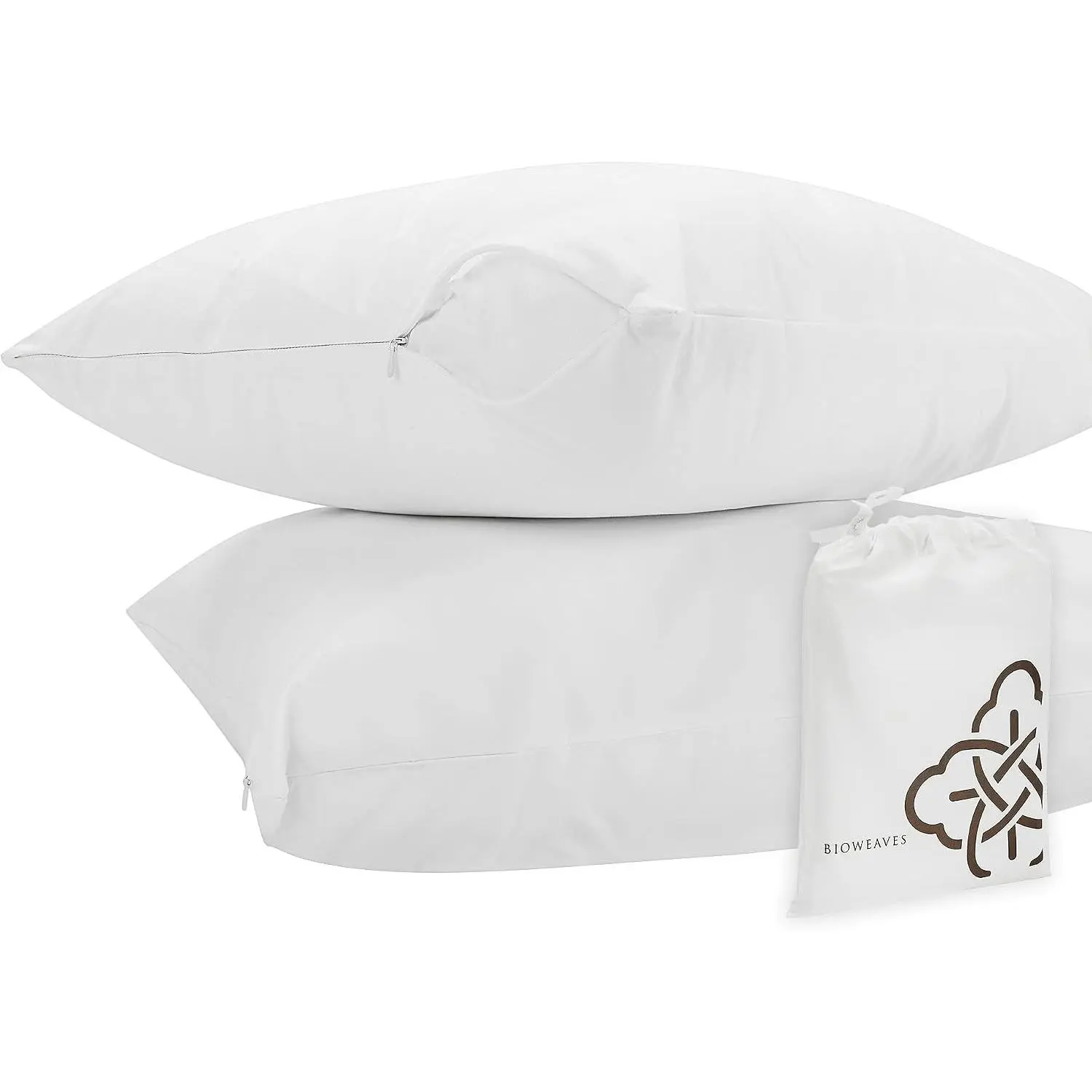100% Organic Cotton Breathable Pillow Protectors GOTS Certified with Zipped Closure – Queen, 20” x 30”, 2-Pack
