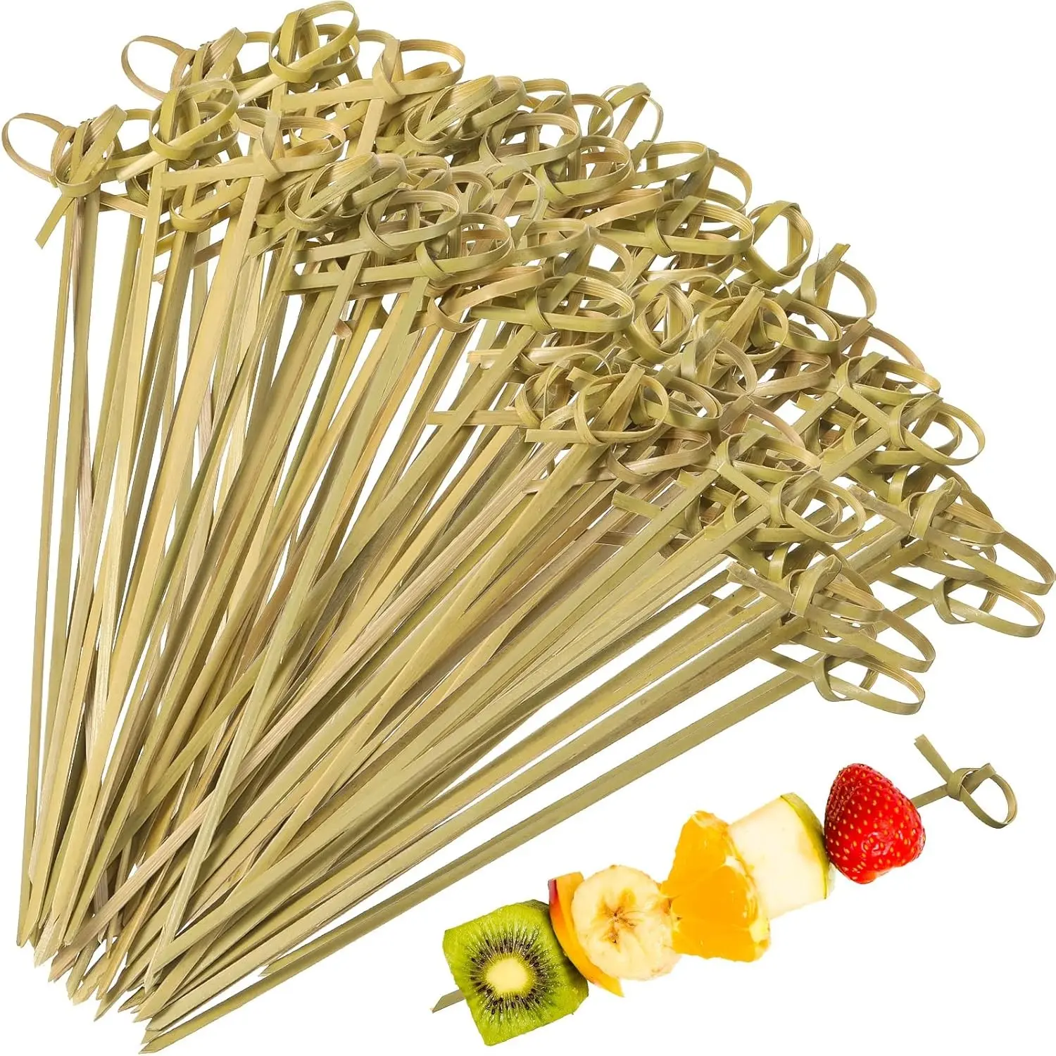 Meanplan 1000 Pcs 4.72 Inch Green Bamboo Cocktail Picks Skewers