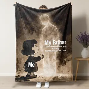 Missing Dad Memorial Quote Flannel Throw Blanket,"My Father I Wish I Could Hear You Call My Name One More Time" Sympathy Remembrance Blanket,Heartfelt Keepsake Gift for Daughter,summervibes