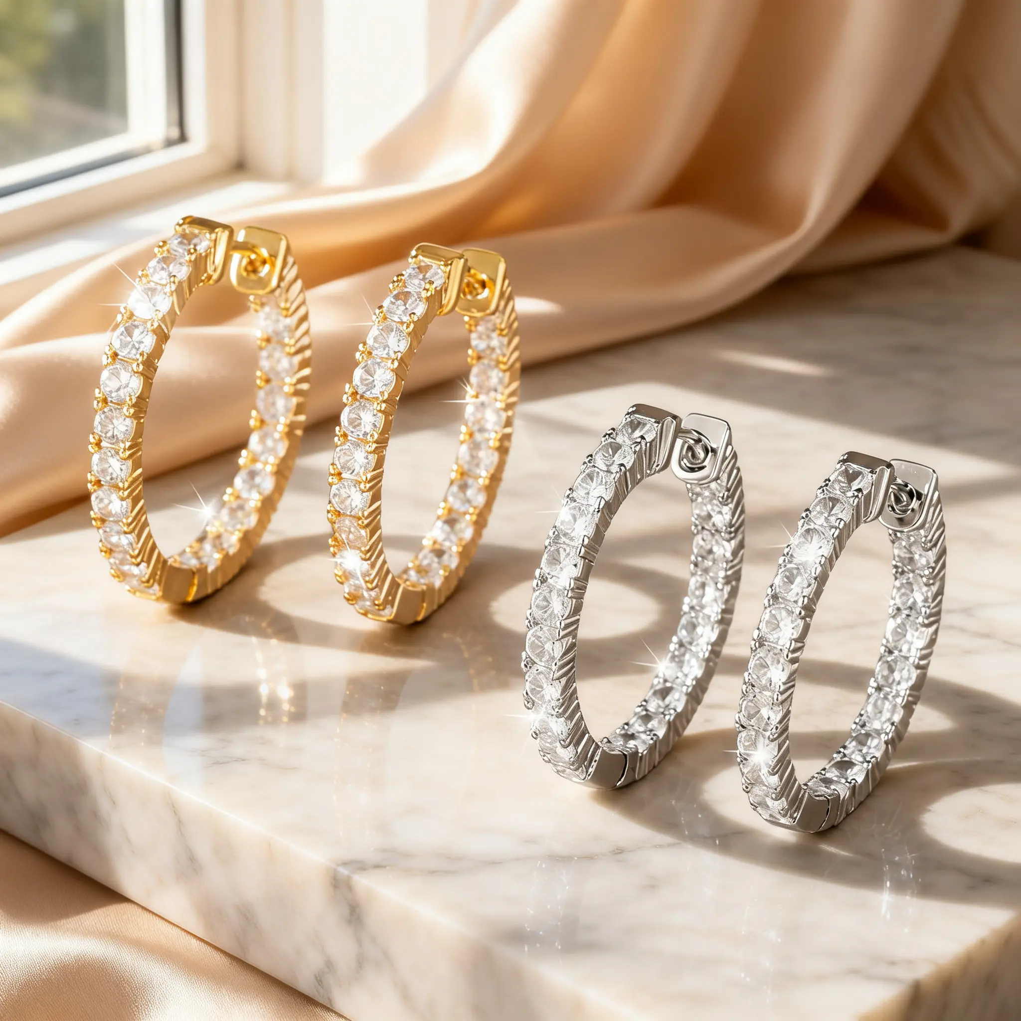 Women's Light Luxury Cubic Zirconia Huggie Hoop Earrings - Dainty, Lightweight, Sparkly, Casual Everyday Wear Jewelry, Artificial Zirconia Earrings, Birthday Gift, Huggie Hoops