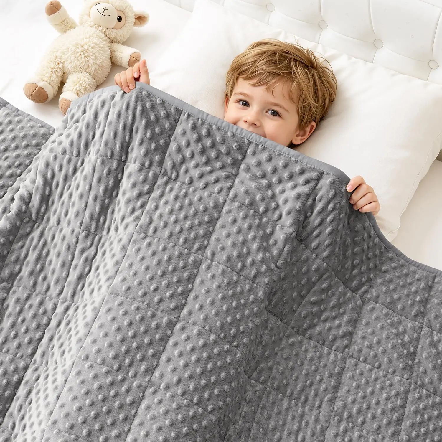 Minky Weighted Blanket for Sleeping 3lbs 36 x 48 Inches | Cozy Warm; Breathable; Cooling Soft Minky Dots; Filled with Glass Beads; Washable Heavy Throw for Sleep and Calm; Grey