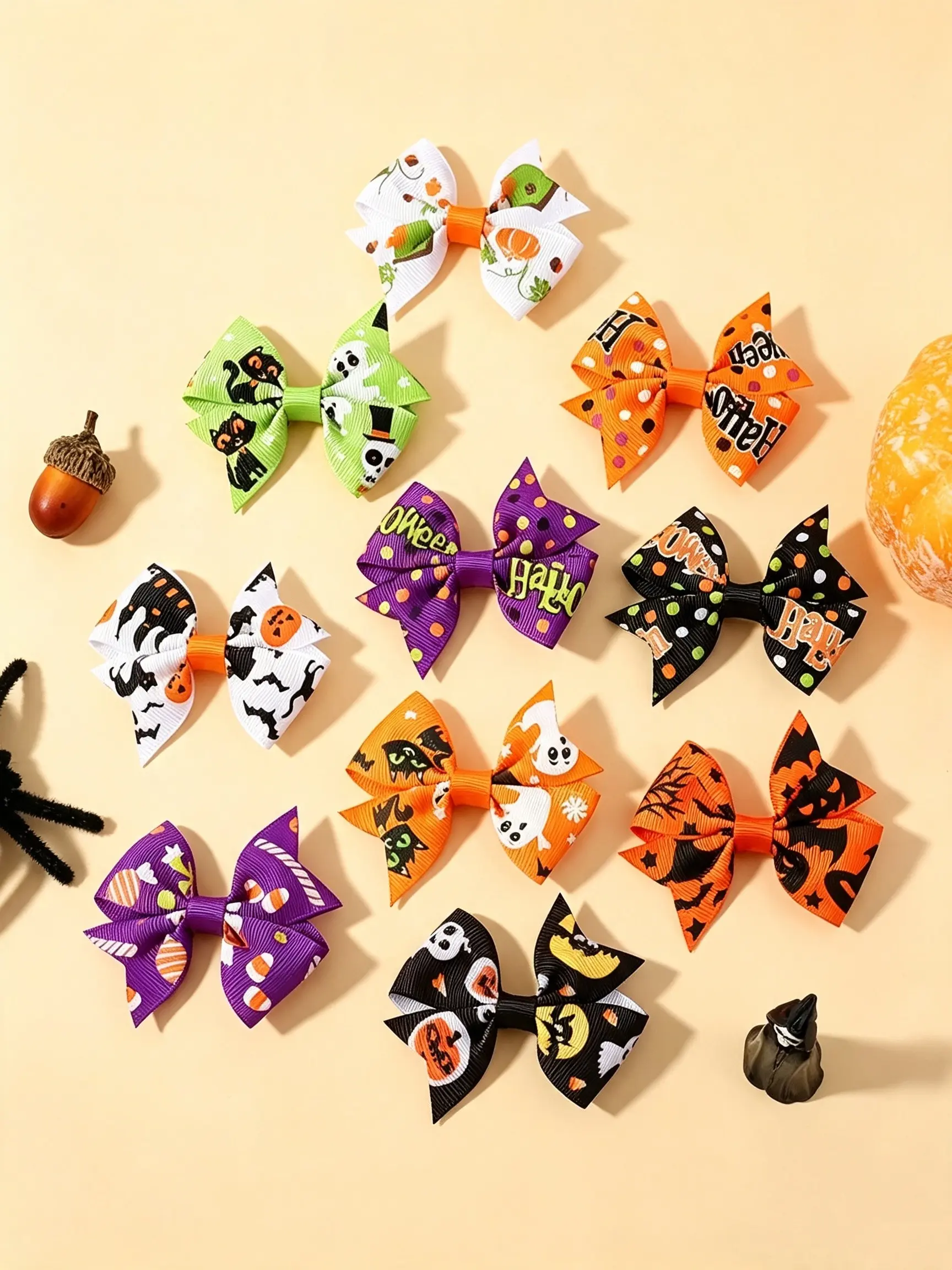 10 Pcs Halloween Girl Hair Accessories, Fun Halloween Hair Clips, Perfect for Holiday Wear, Cute and Trendy Hair Decorations