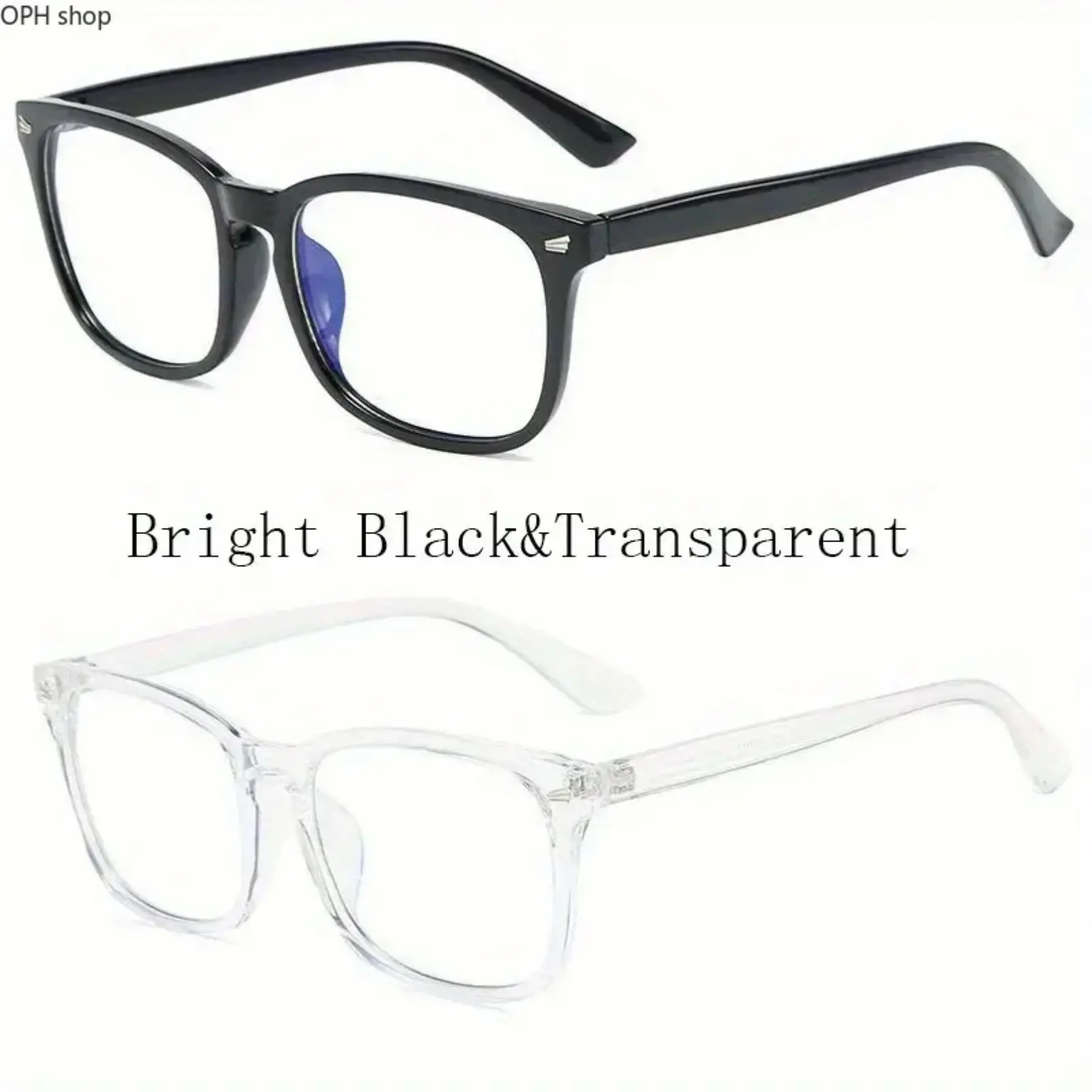 Unisex Retro Square Blue Light Glasses - Full Rim Lightweight Frames, Transparent Lenses, Minimalist Fashion Eyewear for Office Work, Daily Wear