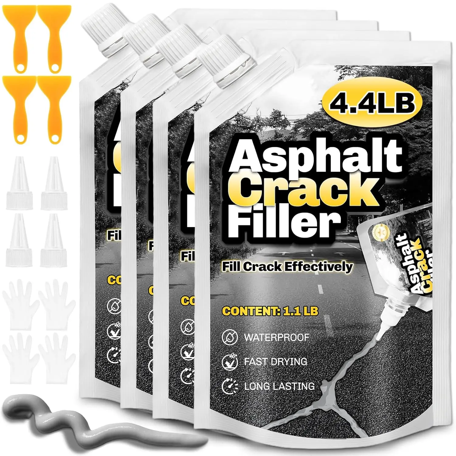 Concrete Crack Filler, 4.4LB Cement Crack Filler, Crack Filler for Concrete, Driveway, Tile, Walkway,, Joint, Indoor and - Grey (70oz)