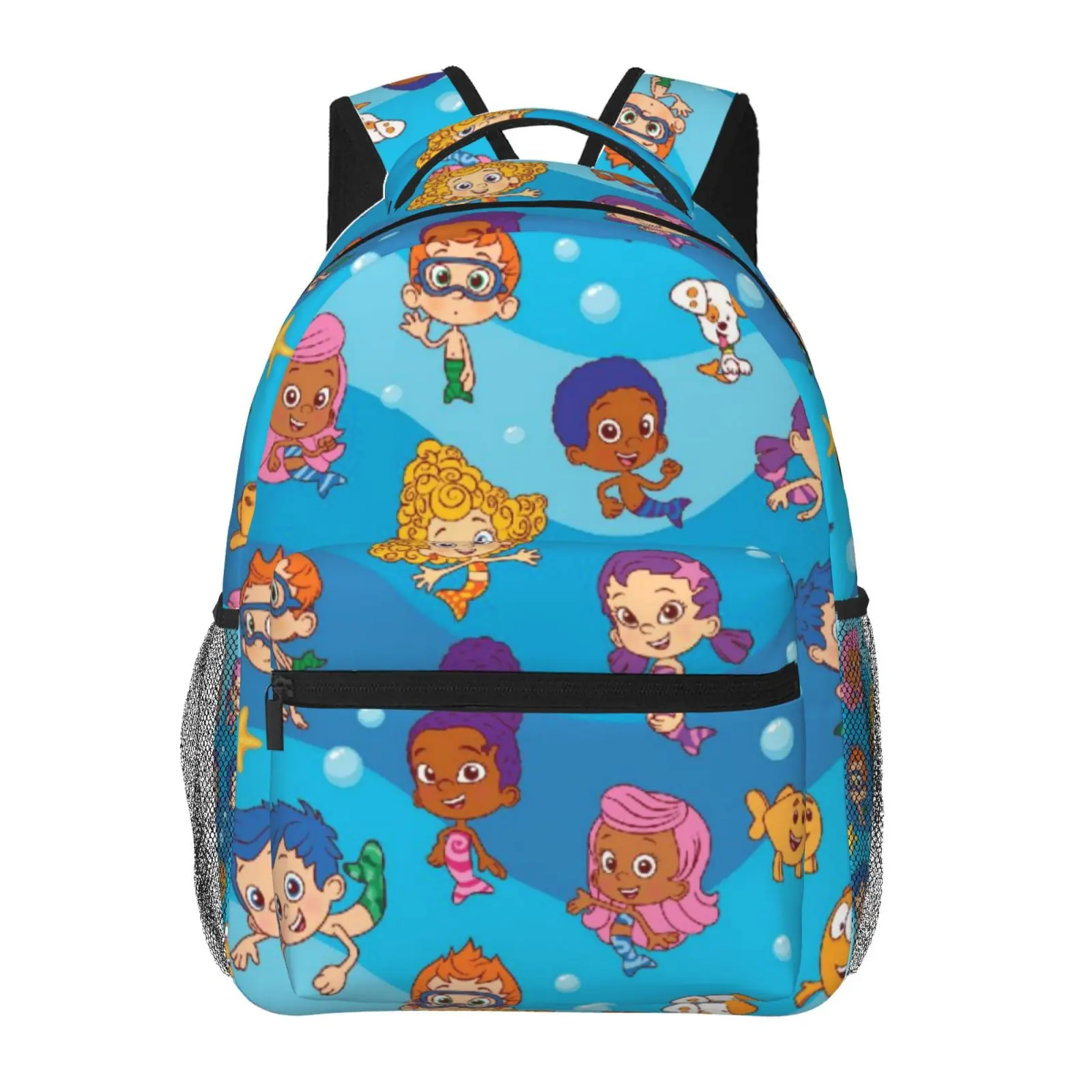 Cute Cartoon Anime Bubble Guppies Printed Kids backpack, Comfort Adjustable Straps Daypack Lightweight Book Backpack for Boys Girls School & Outdoor Travel