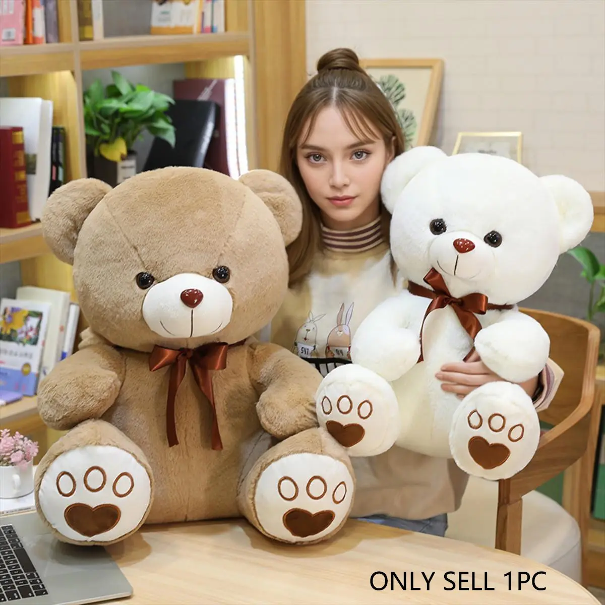 Valentine's Day Seated Teddy Bear Plush Toy, Cute Cartoon Doll, Perfect Birthday Gift, Soft and Adorable, Ideal for Game Time, Wedding Season, Graduation Season, Back-To-School Gifts, Stuffed Animal Gifts