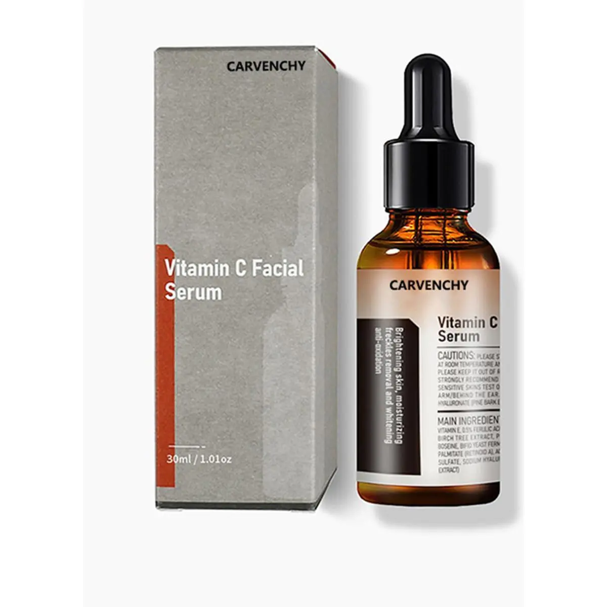 CARVENCHY Vitamin C Face Serum, 5 in 1 Active VC+,Skincare for Brightening, Moisturizing, Pore Care-Hydration & Nourishing Facial Essence, Gift for Women (30ml) Dropper