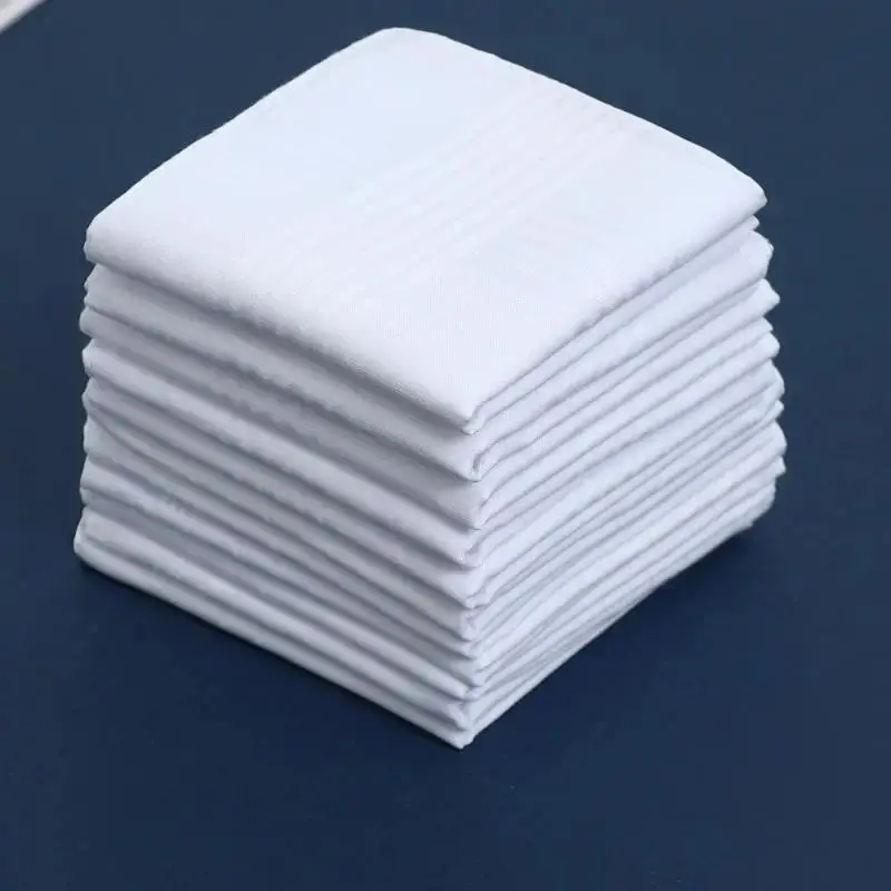 6/12Pcs Men's Pure White Handkerchiefs Women's Plain Handkerchiefs Pure Cotton Handkerchiefs Flap Pocket Pants Scarf
