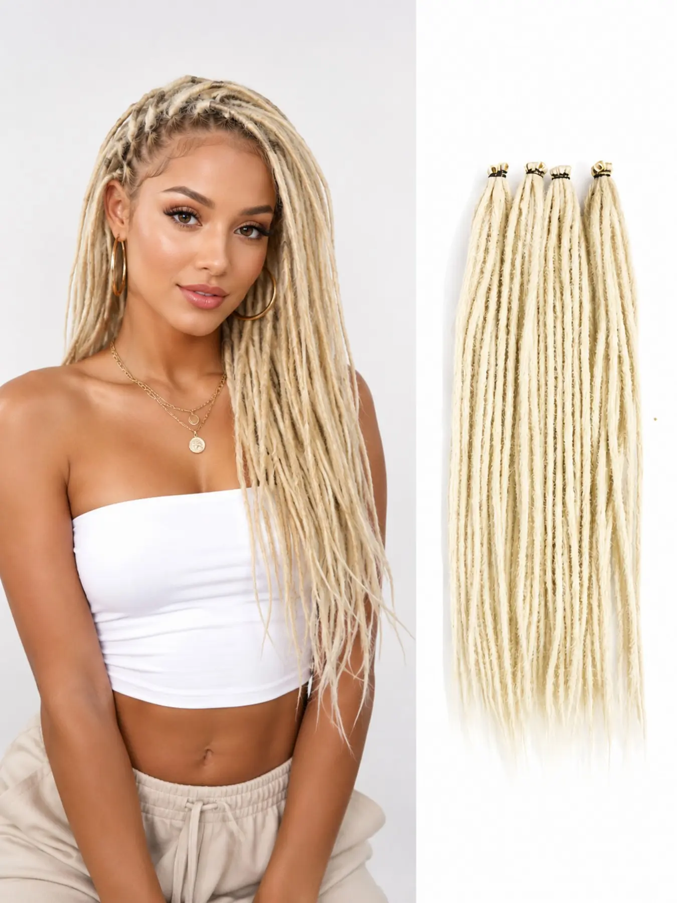Dreadlock extensions. Reggae and hip-hop styles; synthetic hair; hippie-style dreadlocks suitable for both men and women