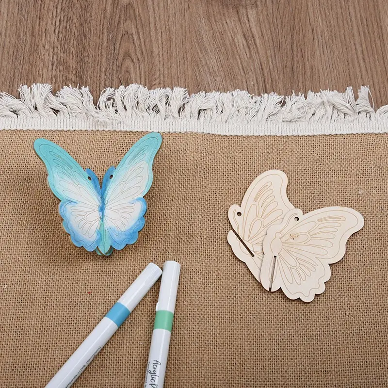 32pcs/16set Double-Sided Engraved Wooden Butterfly 3D Hanging Crafts, No-Glue Snap-On Interlocking DIY Kit, Blank Unpainted Smooth Wood Slices, Dual-Purpose for Hand-Painting & Creative Decor, Suitable for Home Styling, Holiday Hangings & Manual Crafting