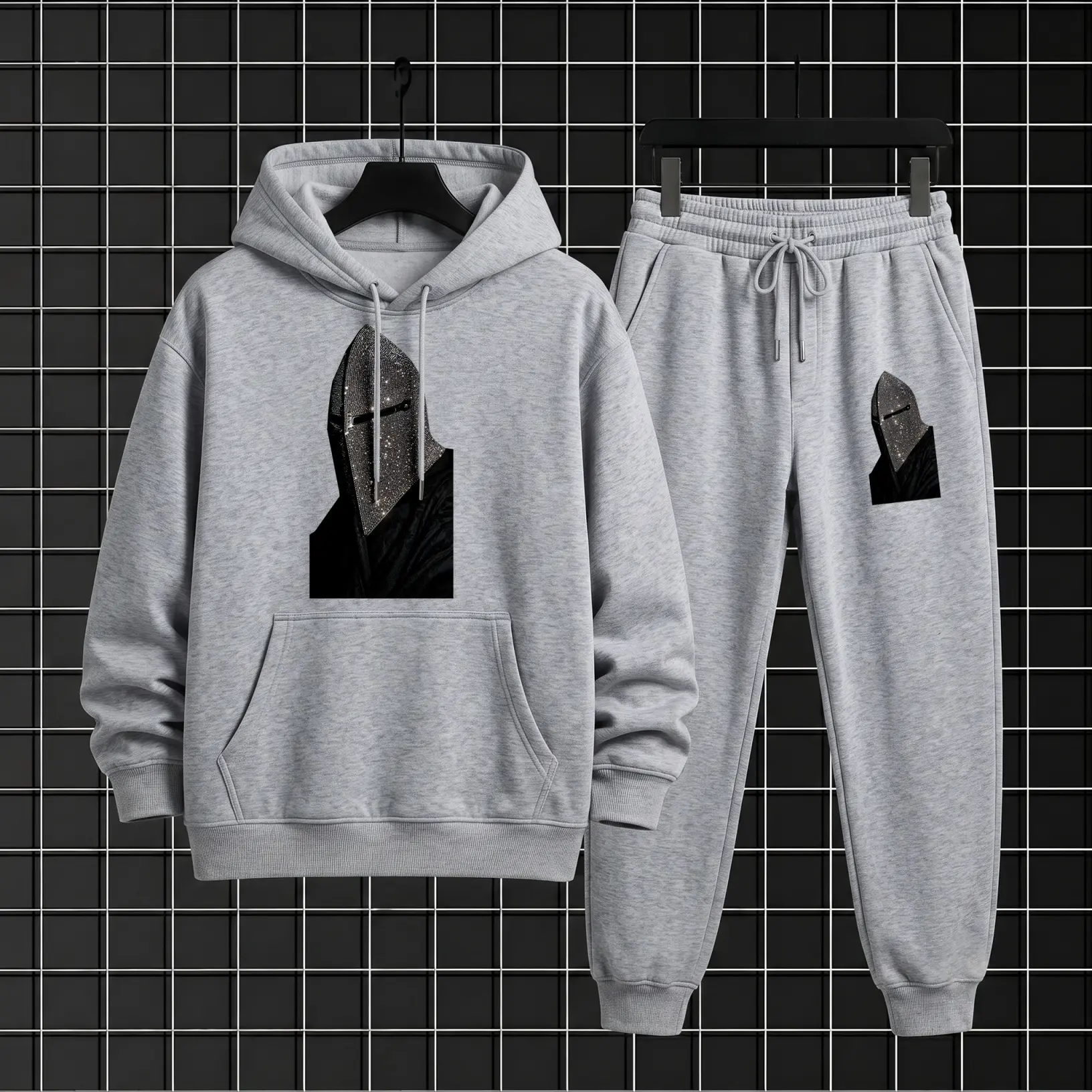 Men’s Graphic Hoodie and Sweatpants Set, Casual Streetwear Tracksuit Outfit, Soft Pullover Hoodie Matching Jogger Pants for Fall Winter Daily Wear
