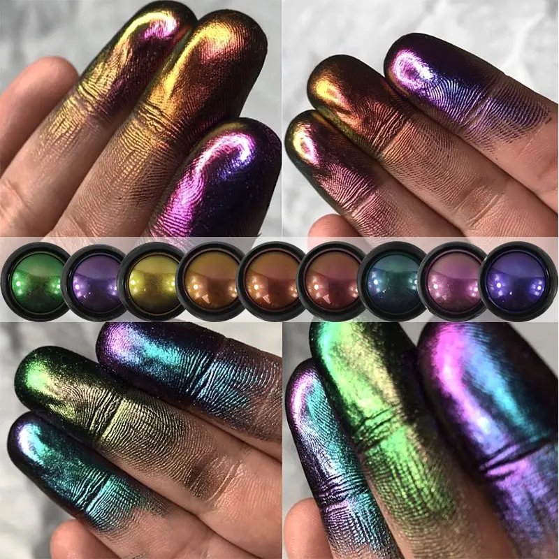 9-Color Chameleon Eyeshadow Palette with Dual-Ended Brush, Metallic Blendable Glitter Gradient Eye Shadow Set, Perfect for Stage, Halloween, Music Festivals