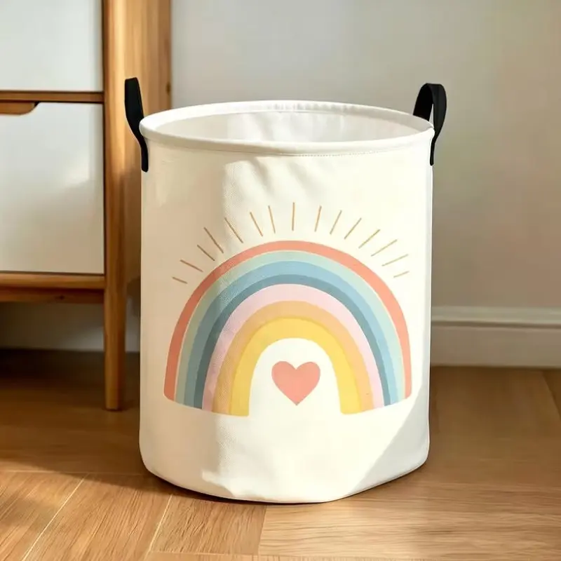 1PC, Cloud Rainbow Laundry Basket, Cute And Soft Cloud-Shaped Storage Basket with Handle, Durable Round Organizer for Clothing And Laundry, 1 pc for Living Room, Bathroom, Bedroom