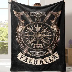 Viking Valhalla Pattern Blanket, Soft Warm Throw Blanket, Air-conditioned Room Blanket, Air Conditioning Blanket, Warm Nap Blanket for Home Office Travel Camping #TOP PICKS