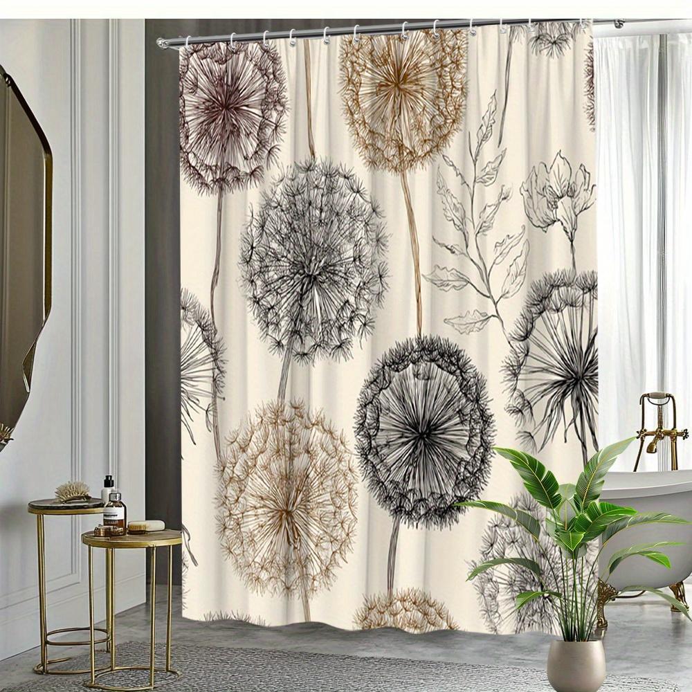 2D Flat 1Pc Extended Length Shower Curtain - Elegant beige, brown, black, white, gray, taupe bathroom decor - Heavyweight shower curtain with 12 hooks, creating a spa-like bathroom experience - Neutral tones, easy to clean, modern bathroom partition (70.8