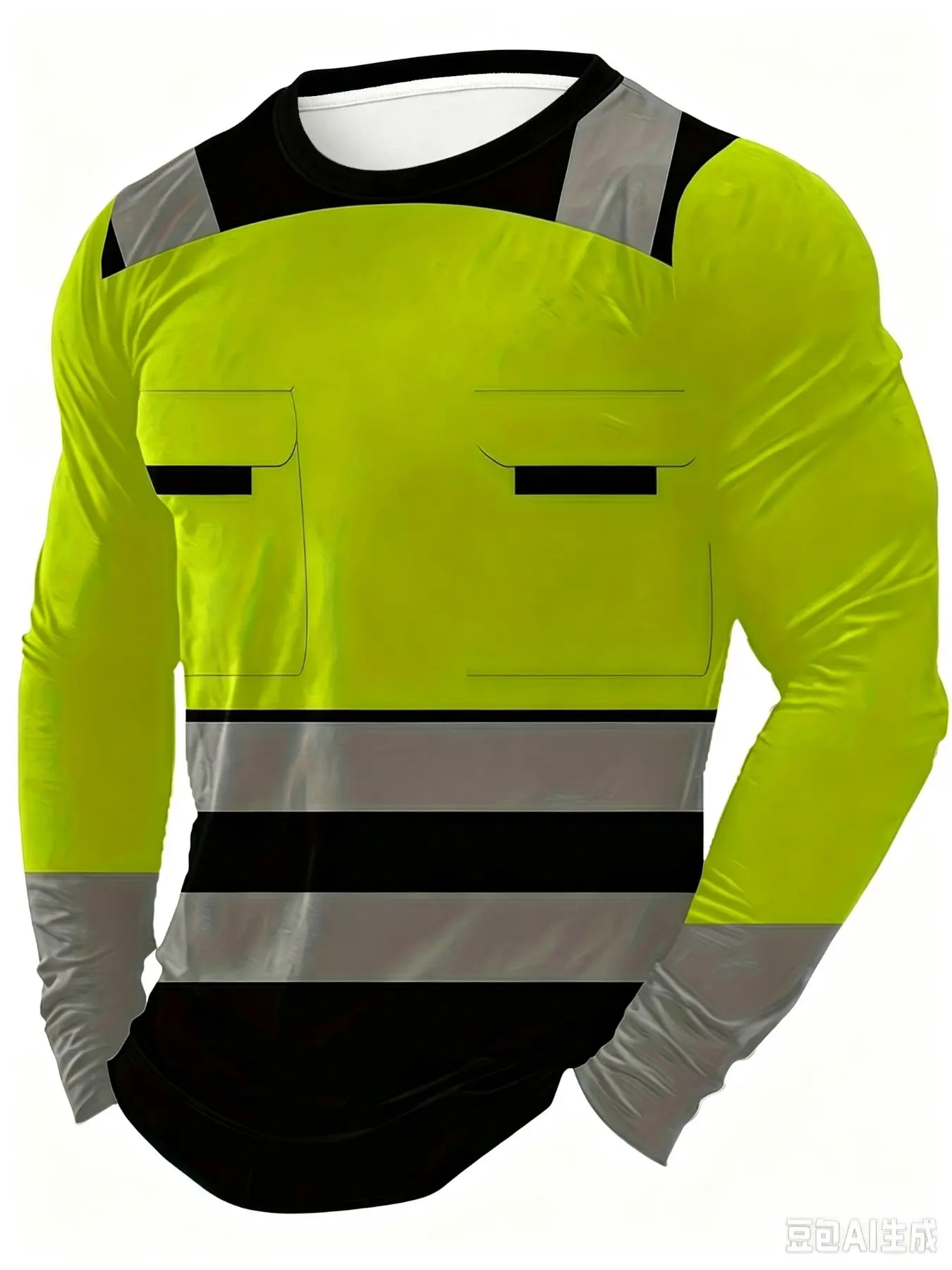 Men's casual summer printed long-sleeved T-shirt - Lightweight and breathable fabric, suitable for construction warehouse casual wear, machine washable, round-neck top, outdoor work shirt Workwear Style Oversize Lightweight Work Clothes